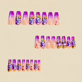 24pcs/Set Purple Pink Gradient Flower Press-On Nails