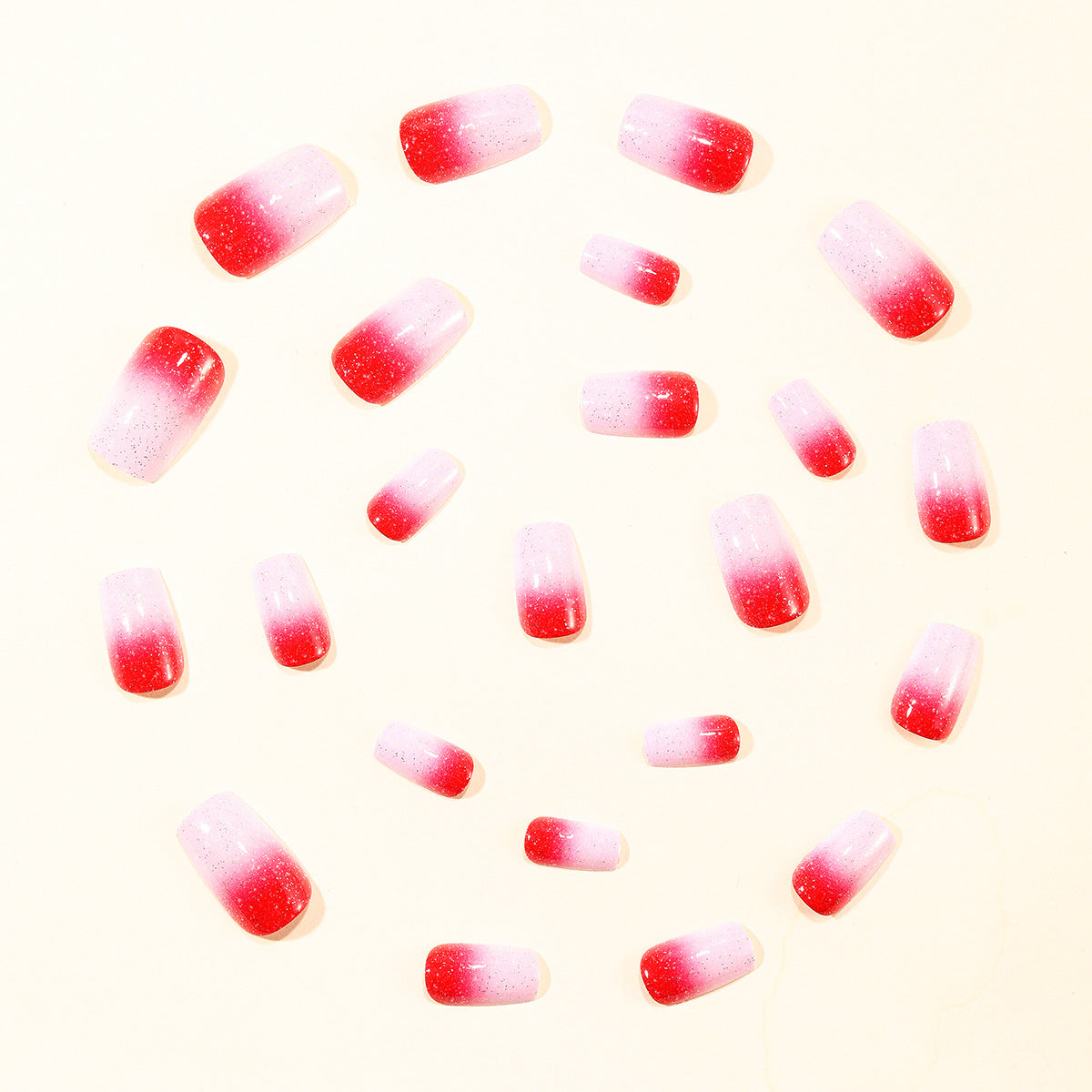 24pcs/Set Pink Gradient Glitter Press-On Nails