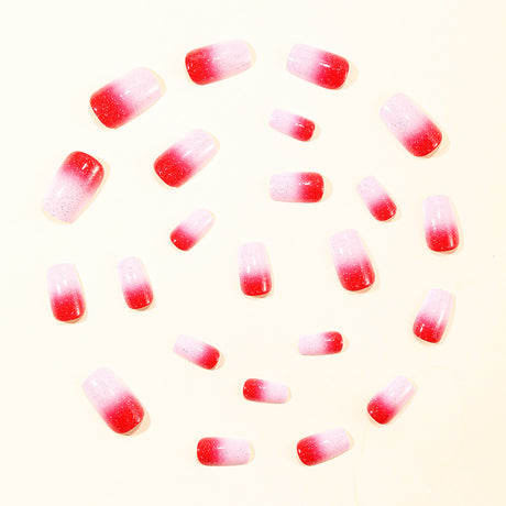 24pcs/Set Pink Gradient Glitter Press-On Nails