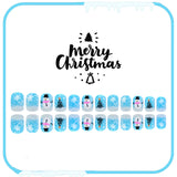 24pcs/Set Blue Snowman, Snowflake & Christmas Tree Press-On Nails