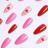 24pcs/Set Red Heart Press-On Nails