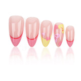 24pcs/Set Pink French Heart Stripe Minimalist Press On Nails