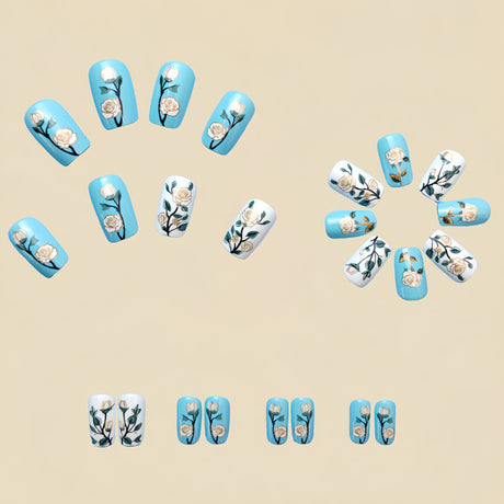 24pcs/Set Golden flower Press-On Nail