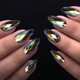 24pcs/Set Diamond Teardrop Metallic Solid Press-On Nails
