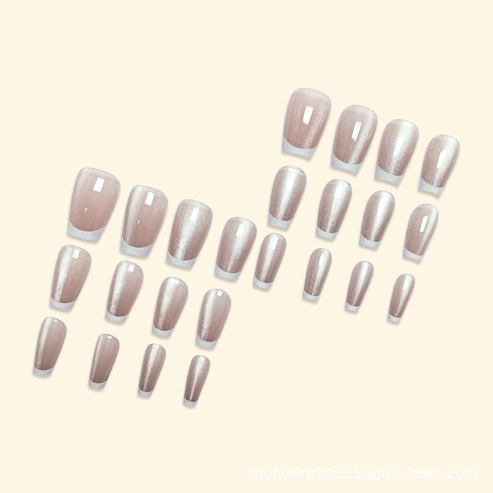 24pcs/Set French Cat Eye Press-On Nails
