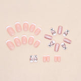 24pcs/Set Sparkling Heart Design White French Tip Press-On Nails