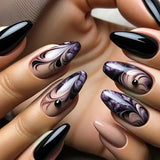 24pcs/Set Purple Marble Gradient Press-On Nails