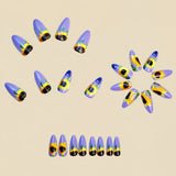 24pcs/Set Purple Sunflower Press-On Nails