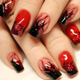 24pcs/Set Flaming Fire Pattern Press-On Nails