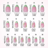 32pcs/Set Decal & Rhinestone French Short Almond Press-On Nails