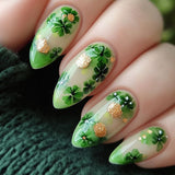 24pcs/Set Glitter Four-Leaf Clover Press-On Nails