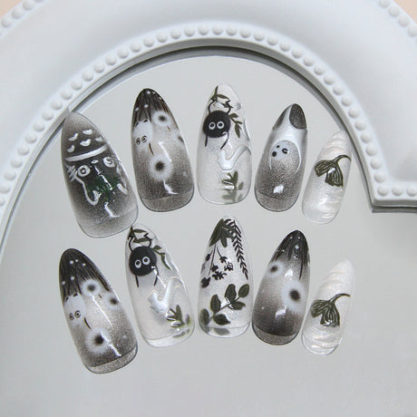 24pcs/Set 3D Cat Eye Forest Press-On Nails
