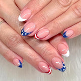 24pcs/Set Independence Day Red White & Blue French Press-On Nails