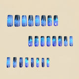 24pcs/Set Mysterious Blue Moonlit Forest Press-On Nails