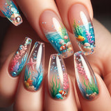 24pcs/Set Underwater World Marine Creatures Press-On Nails