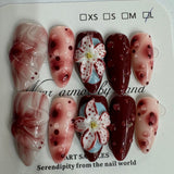 10pcs/Set 3D Art Floral Carved Press-On Nails