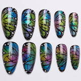 24pcs/Set Colorful Cat Eye Butterfly Press-On Nails