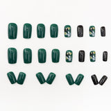 24pcs/Set Glitter Retro Forest Press-On Nails