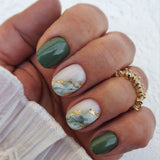 24pcs/Set Marble Marble Effect Short Press On Nails