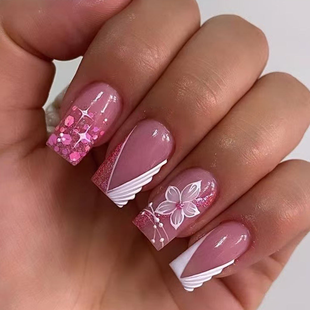 24pcs/Set Peach Blossom Press-On Nails