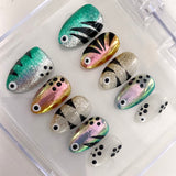 (Handmade) 10pcs/Set Colorful Fish Press on Nails