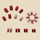 24pcs/Set Red French with Gold Line Press-On Nails