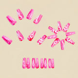24pcs/Set Pink And White Striped Ombre Press-On Nails