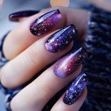 24pcs/Set Blue Purple Gradient Starry Sky Press-On Nails
