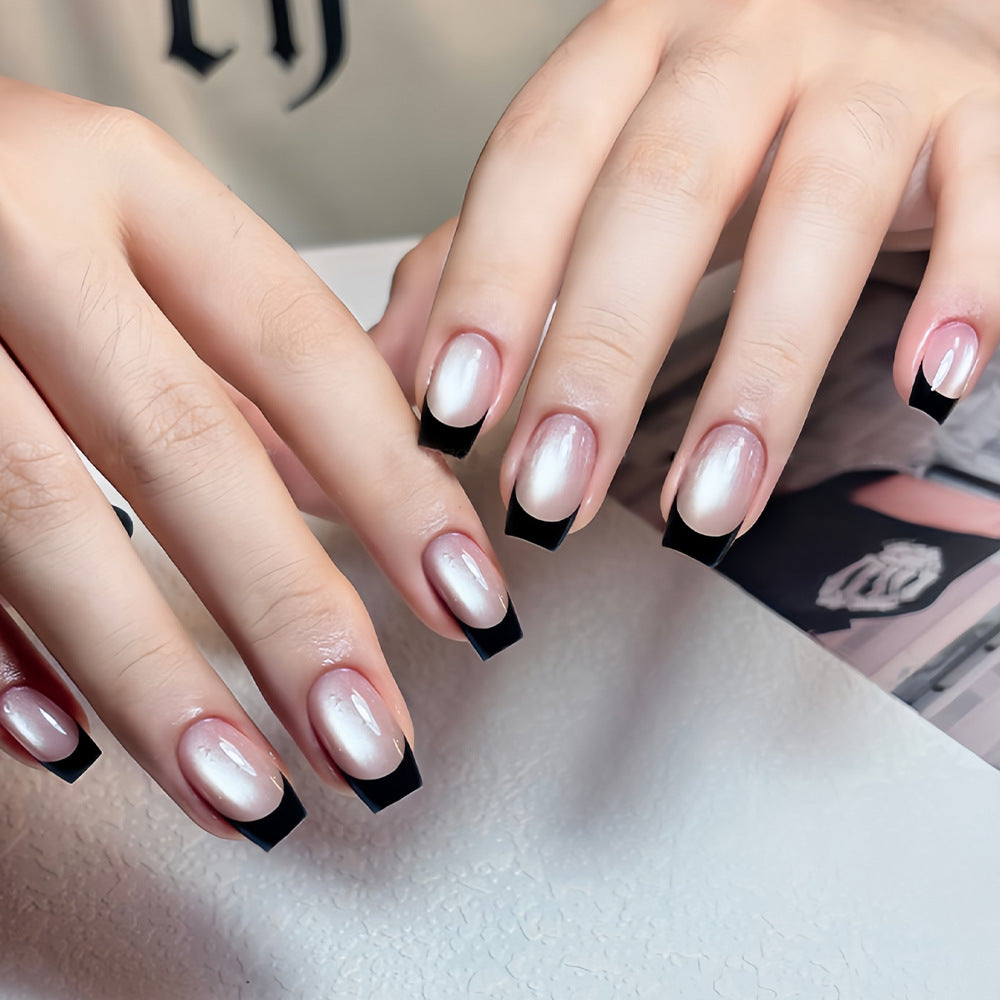 24pcs/Set French Cat Eye Press-On Nails
