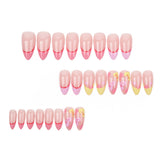 24pcs/Set Pink French Heart Stripe Minimalist Press On Nails