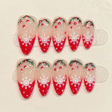 (Handmade) 10pcs/Set French Festive Snowflakes Press on Nails