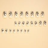 24pcs/Set Ivory French Tip Floral Press-On Nails