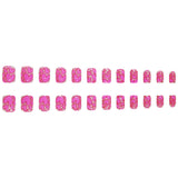 24pcs/Set Pink Bubble Heart Press-On Nails