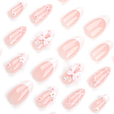 24pcs/Set Flowers Bowknots Press-On Nails