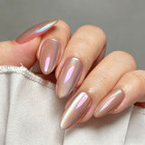 24pcs/Set Pink Chrome Cat Eye Press-On Nails