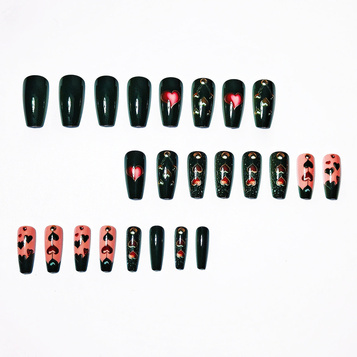 24pcs/Set Valentine’s Heart Press-On Nails