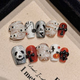 (Handmade) 10pcs/Set Pumpkin Bone Talon Press-On Nails