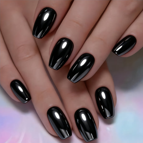 24pcs/Set Chrome Shiny Grass Green Press-On Nails