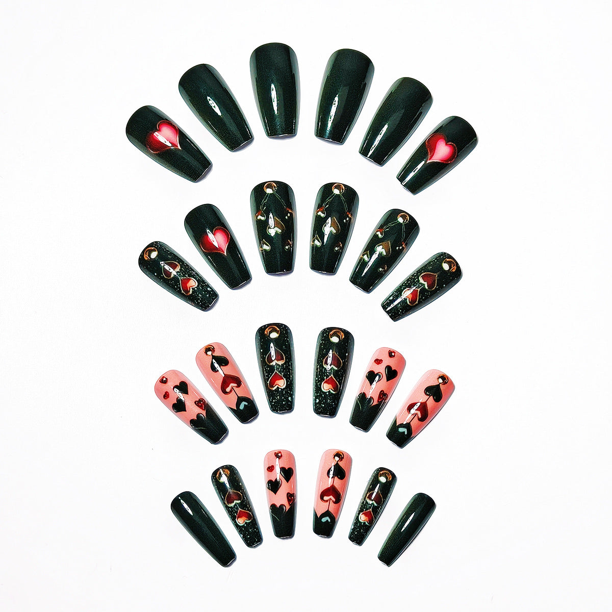 24pcs/Set Valentine’s Heart Press-On Nails