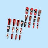 24pcs/Set Heart Plaid Wicker Press-On Nails