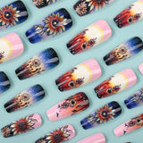 24pcs/Set Sunflower Sunset Starry Sky Press-On Nails