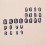 24pcs/Set Cute Christmas Snowman Short Press On Nails