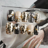 10pcs/Set Beaded Grid Press-On Nails