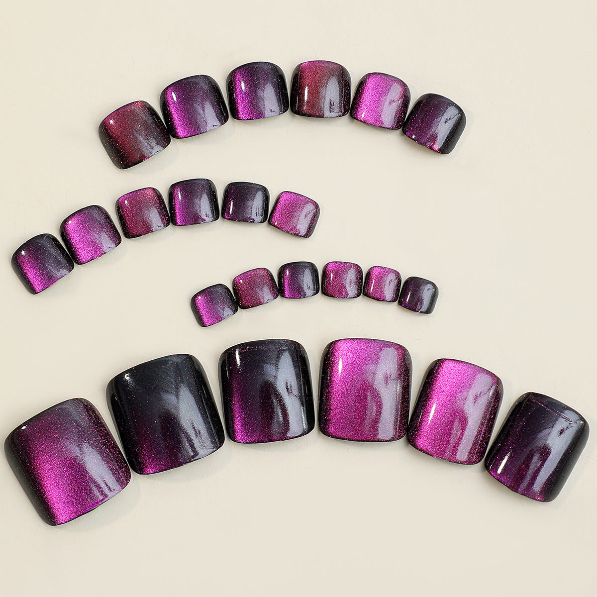 24pcs/Set Cat Eye Glitter Press On Toe Nails