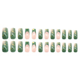 24pcs/Set Emerald Green French Press-On Nails