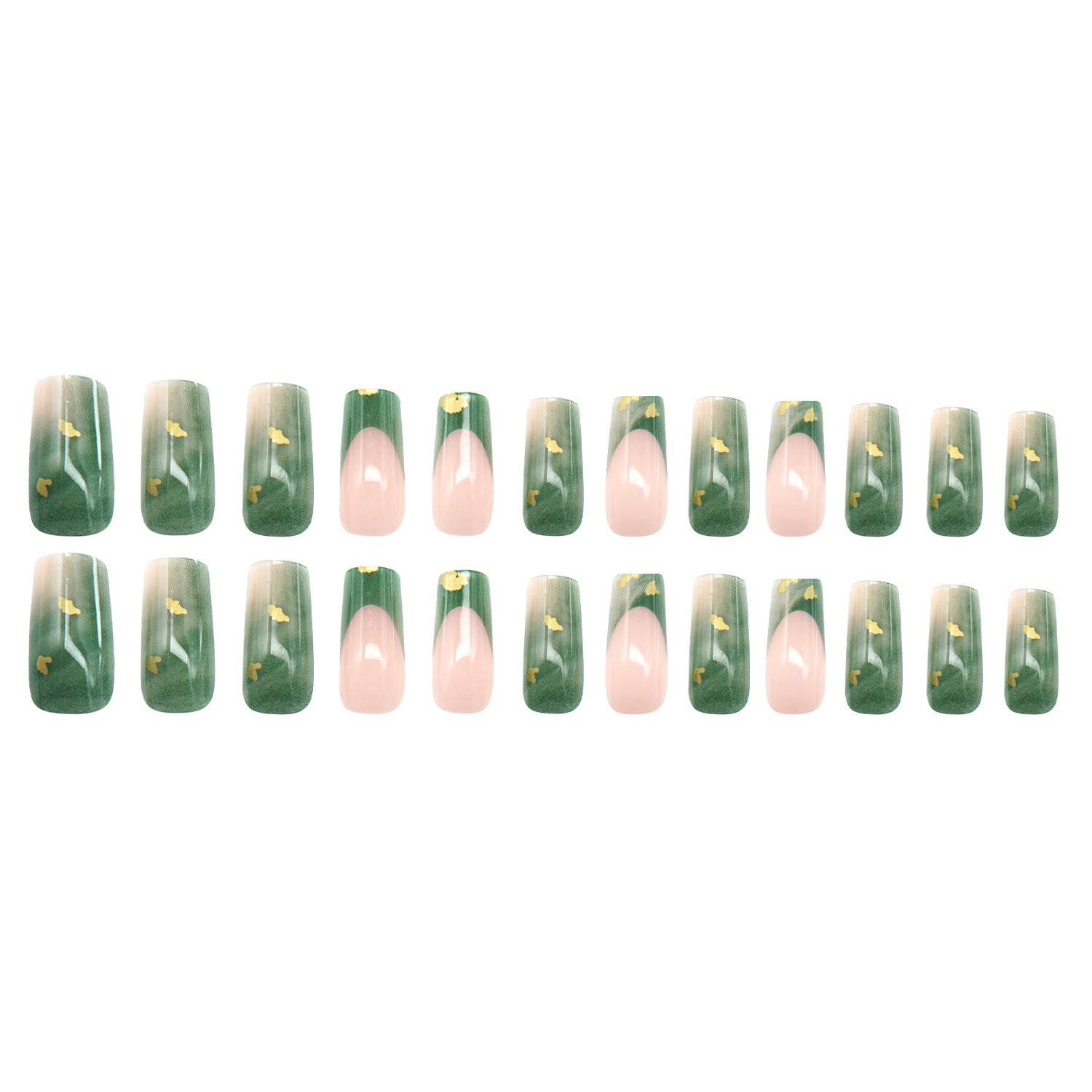 24pcs/Set Emerald Green French Press-On Nails