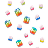 24pcs/Set Colorful Gemstones Press On Toe Nails