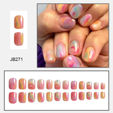 24pcs/Set Rainbow Gradient Press-On Nails