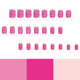 24pcs/Set Pink Bubble Heart Press-On Nails