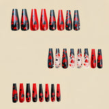 24pcs/Set Red Hearts Press-On Nails